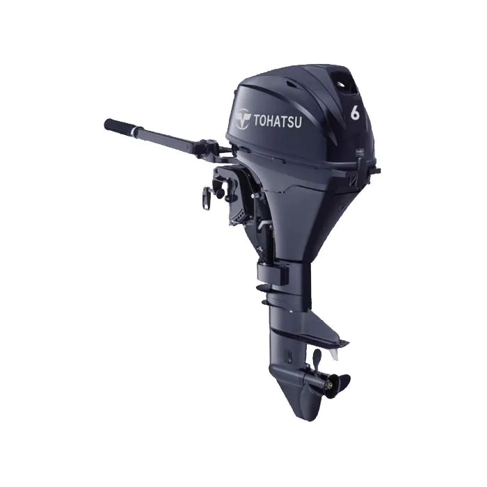 Tohatsu 6cv 4T Bi cylindres arbe long démarrage électrique barre franche
